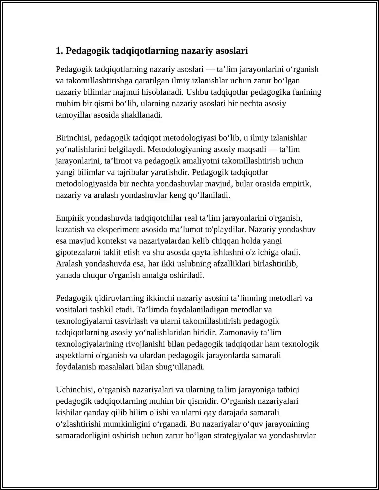 PEDAGOGIKA FANINING ILMIY- TADQIQOT METODLARI 3