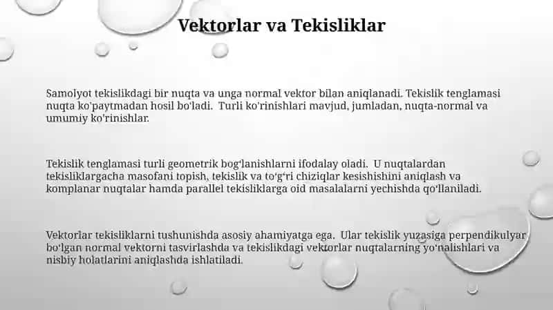 Tekislik tenglamalari 3