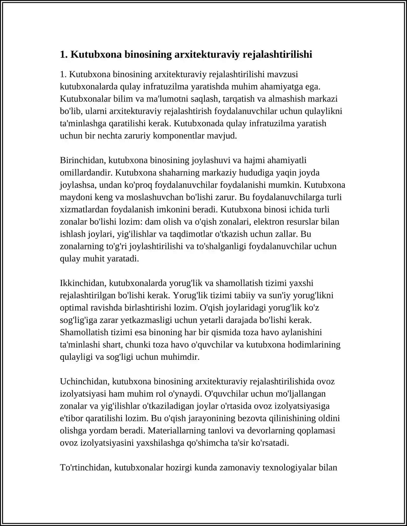 KUTUBXONADA QULAY INFRATUZILMA YARATISH 3