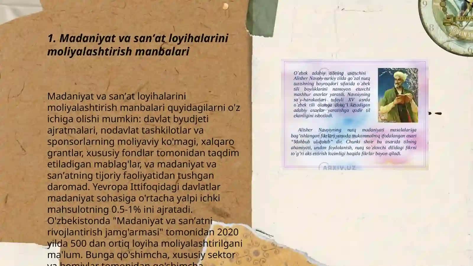 Madaniyat va sanʼat sohasini moliyalashtirishning oʻziga xos xususiyatlari 3