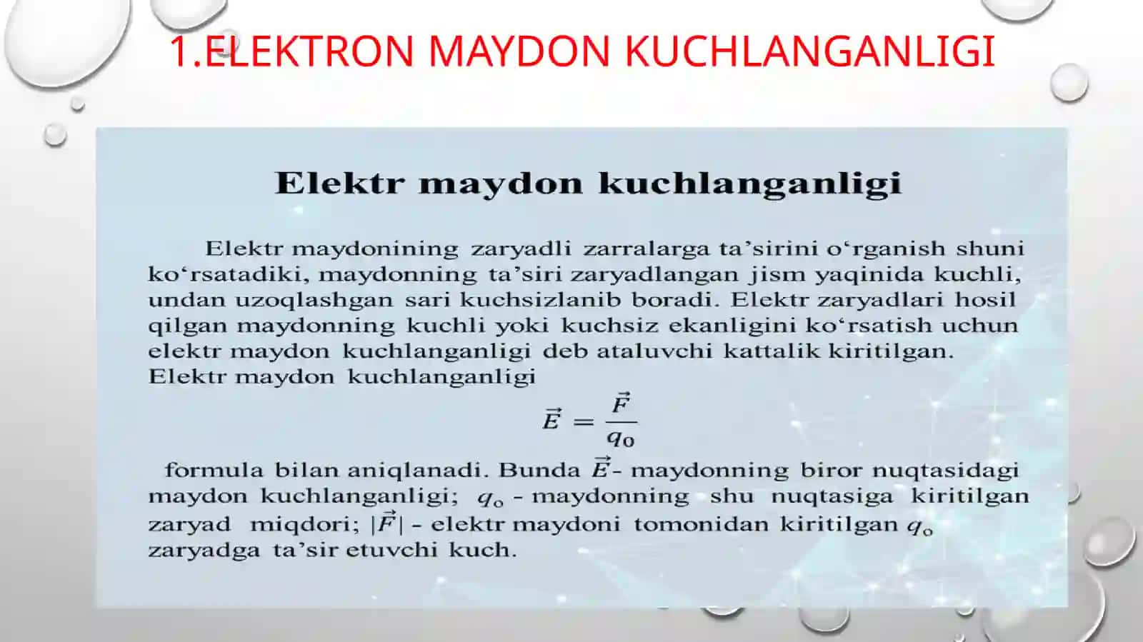 Maydon kuchlanganligi bilan potensial o’rtasidagi bog’lanish 3