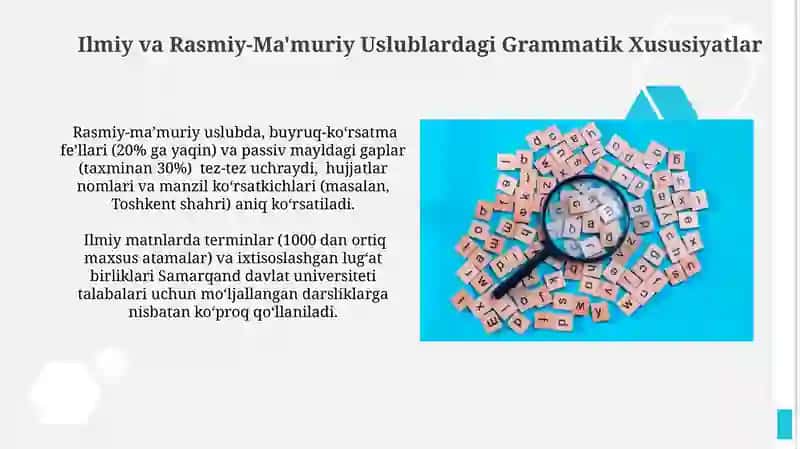 Ilmiy va Rasmiy-Idoraviy Uslublarning Leksik-Grammatik xususiyatlari 3