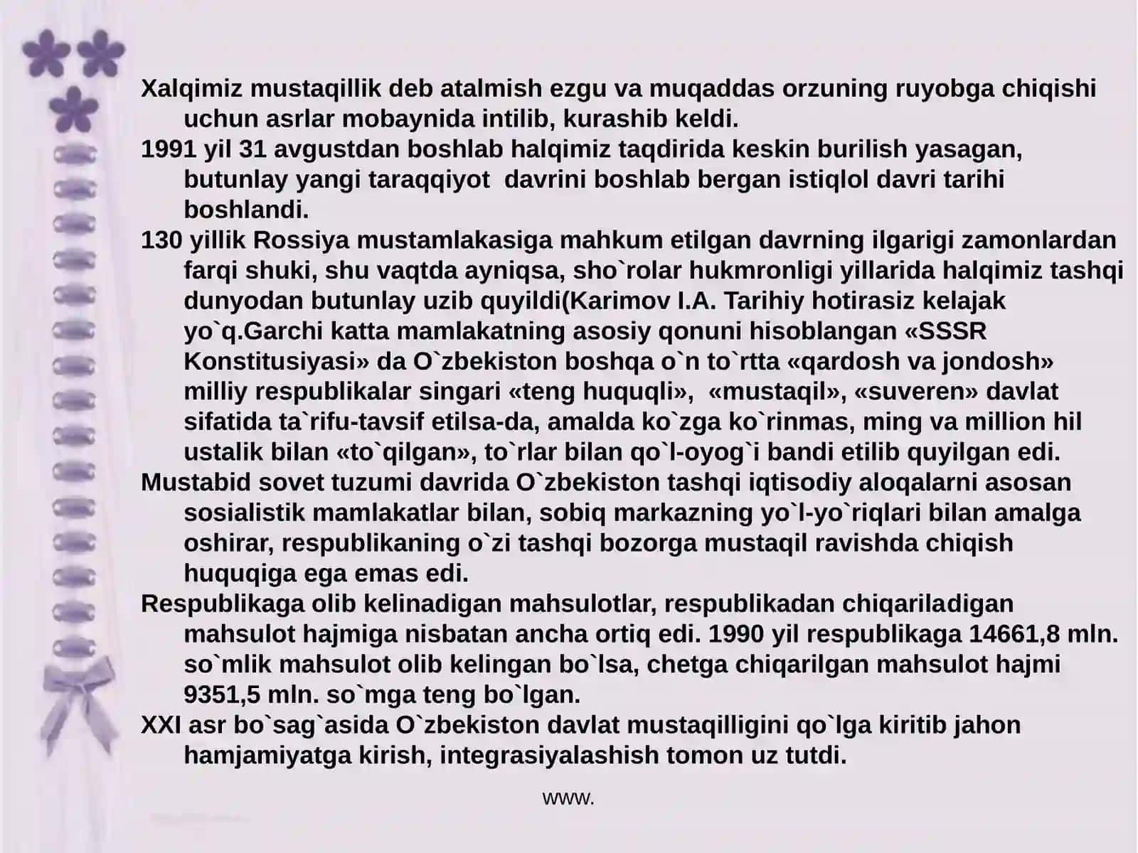 O’zbekiston tarixi fanidan ta’lim 3