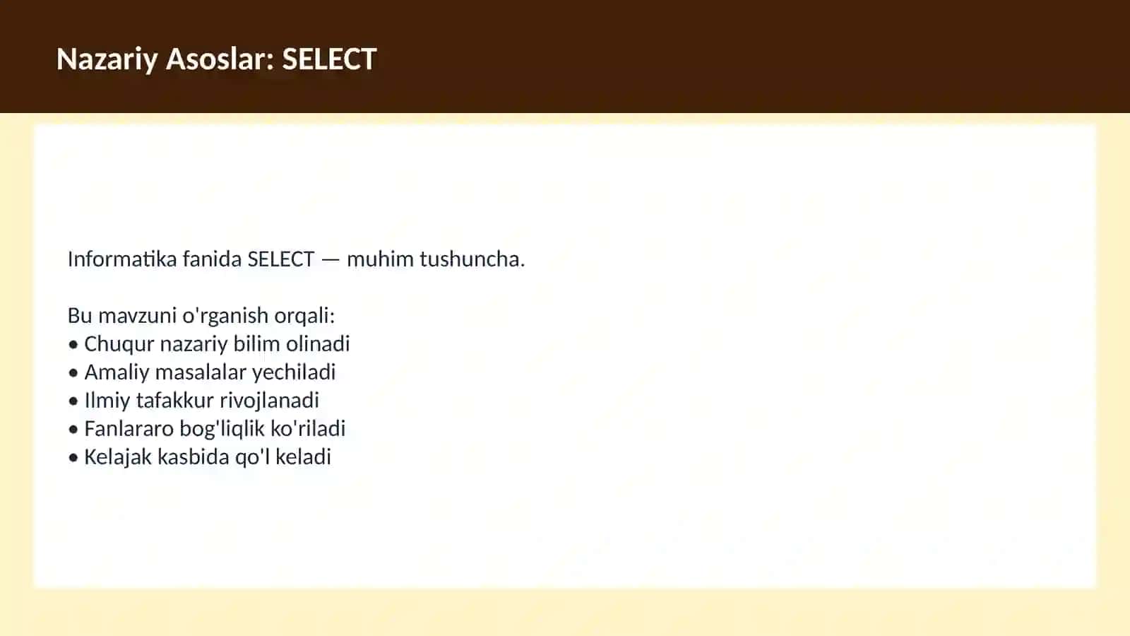 O'qituvchilar va talabalar uchun dars ishlanma 3