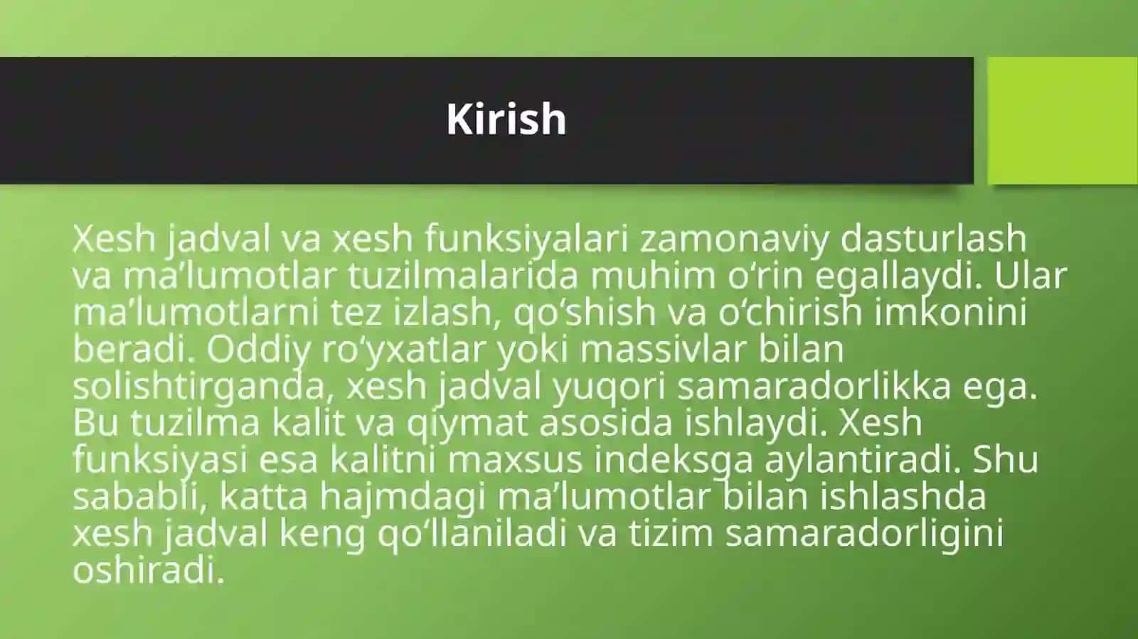 Xesh jadval va xesh funksiyalari. 3
