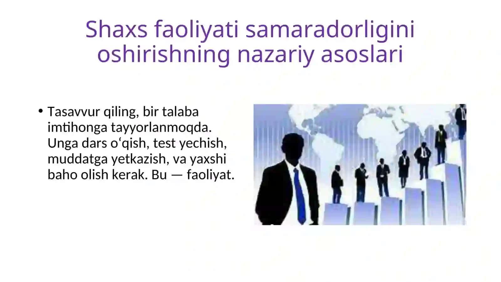 Shaxs faoliyati samaradorligini oshirish texnologiyasi fazalari 3