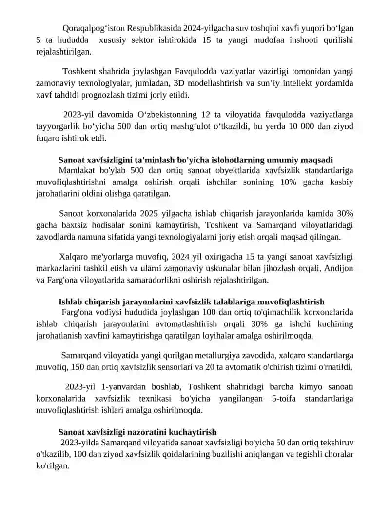 Sanoat xavfsizligini ta'minlash borasida amalga oshirilayotgan islohotlar 3