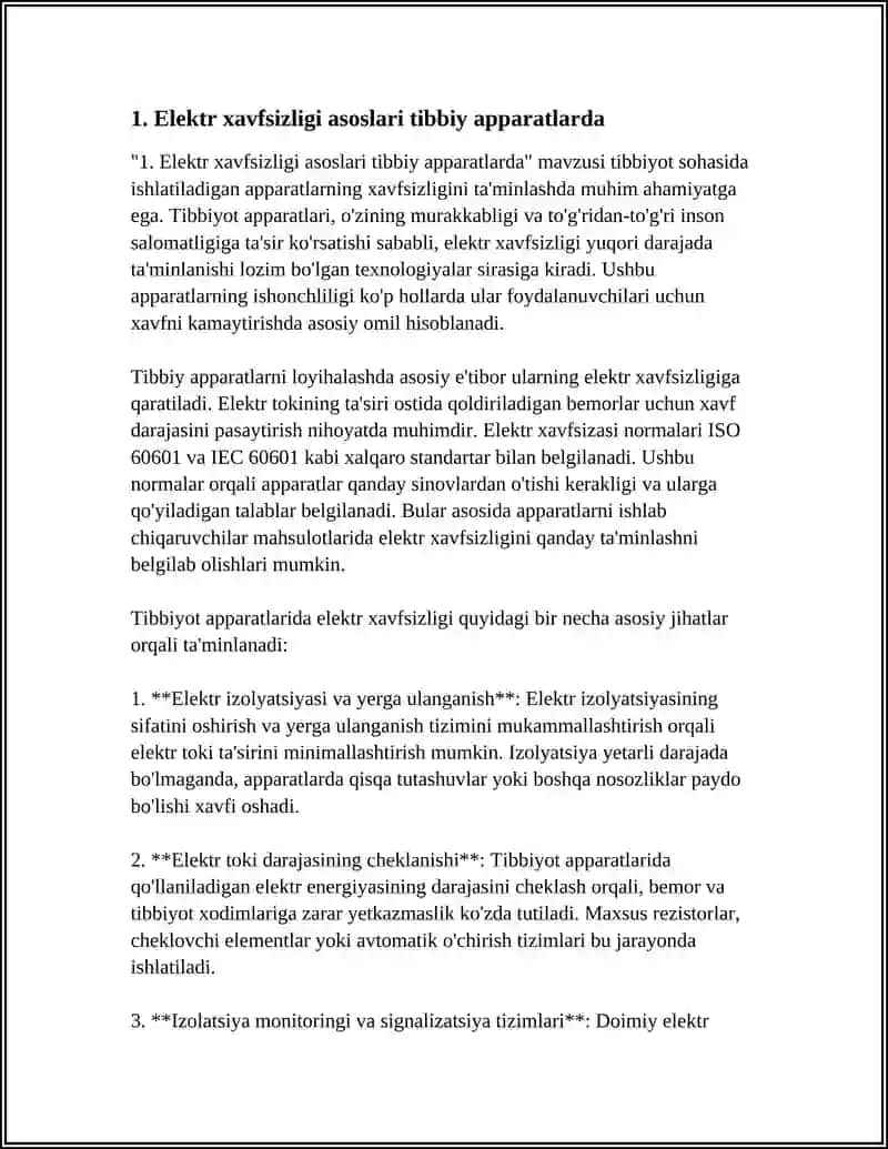 Elektr xavfsizligi asoslari tibbiy apparatlarda 3