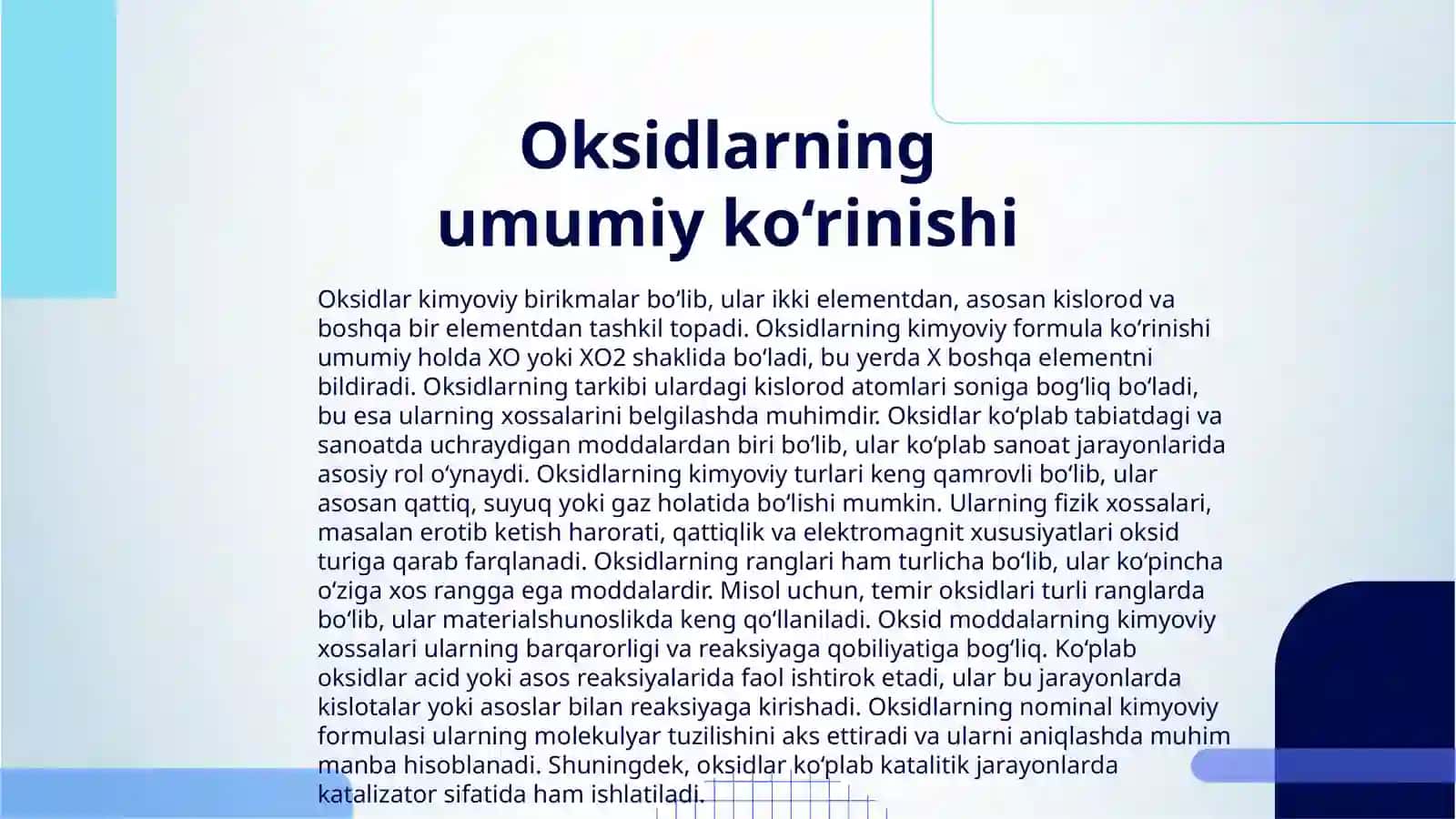 Oksidlar, asoslar xossalariga oid tajribalar oʻtkazish 3