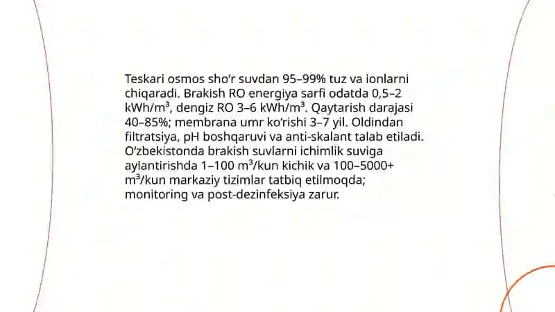 Oʻzbekiston sharoitida shoʻr suvlardan chuchuk suvlar olish texnologiyasi 3