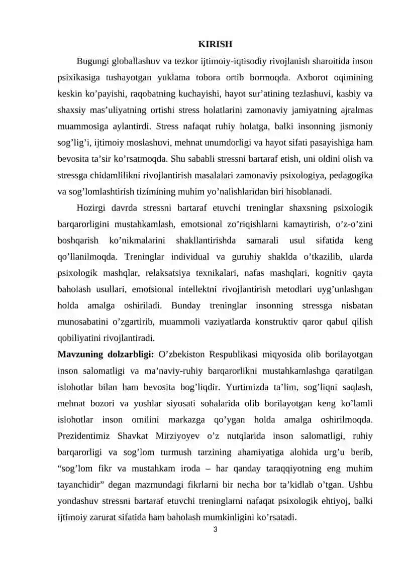 STRESNI BARTARAF ETUVCHI TRENINGLAR 3