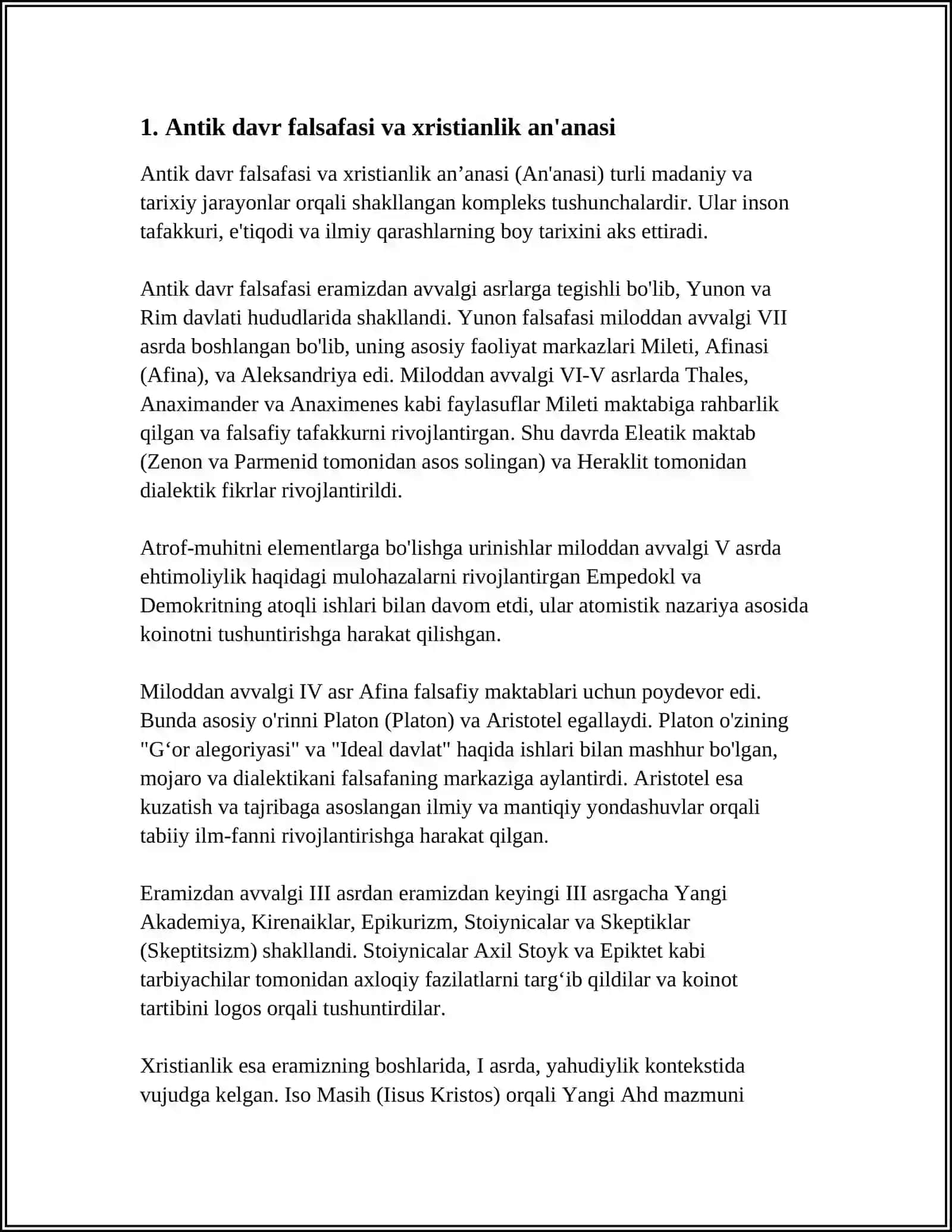 XRISTIANLIK AN’ANASINING SHAKLLANISHI. ANTIK DAVR VA ILK XRISTIANLIK 3