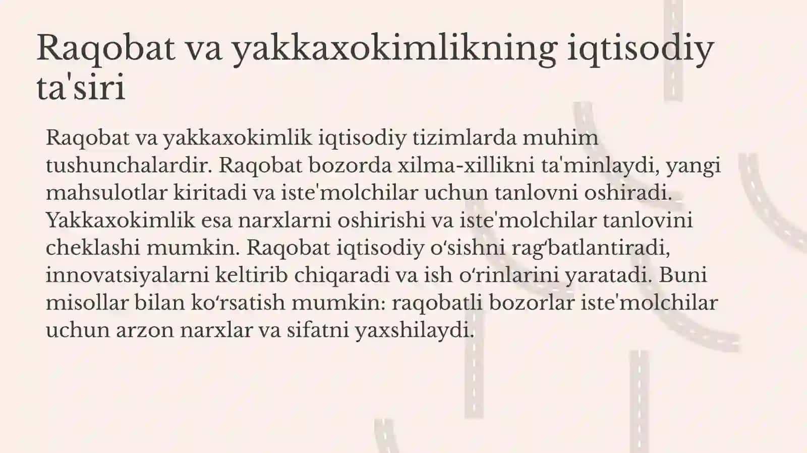Raqobat va yakkaxokimlik 3