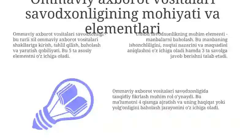 Ommaviy axborot vositalari savodxonligining mohiyati va elementlari 3