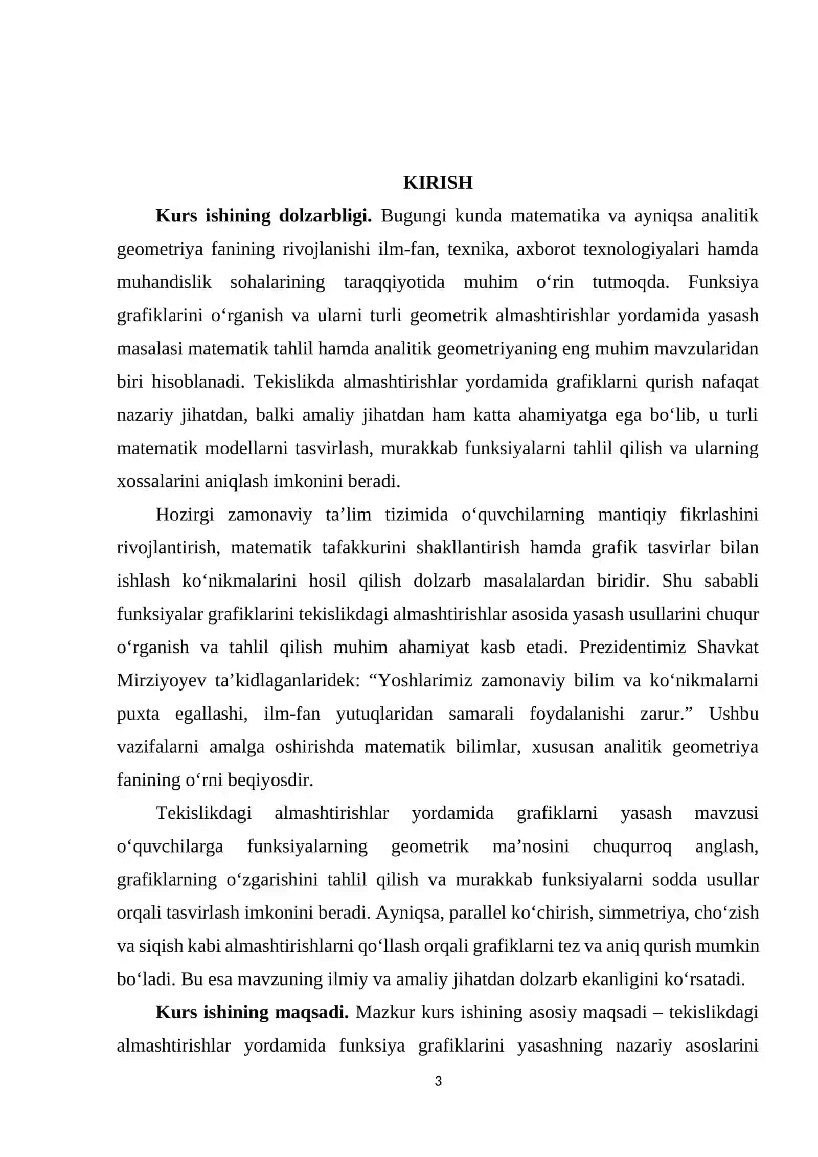 Tekislikda almashtirishlar yordamida funksiya grafiglarini yasash 3