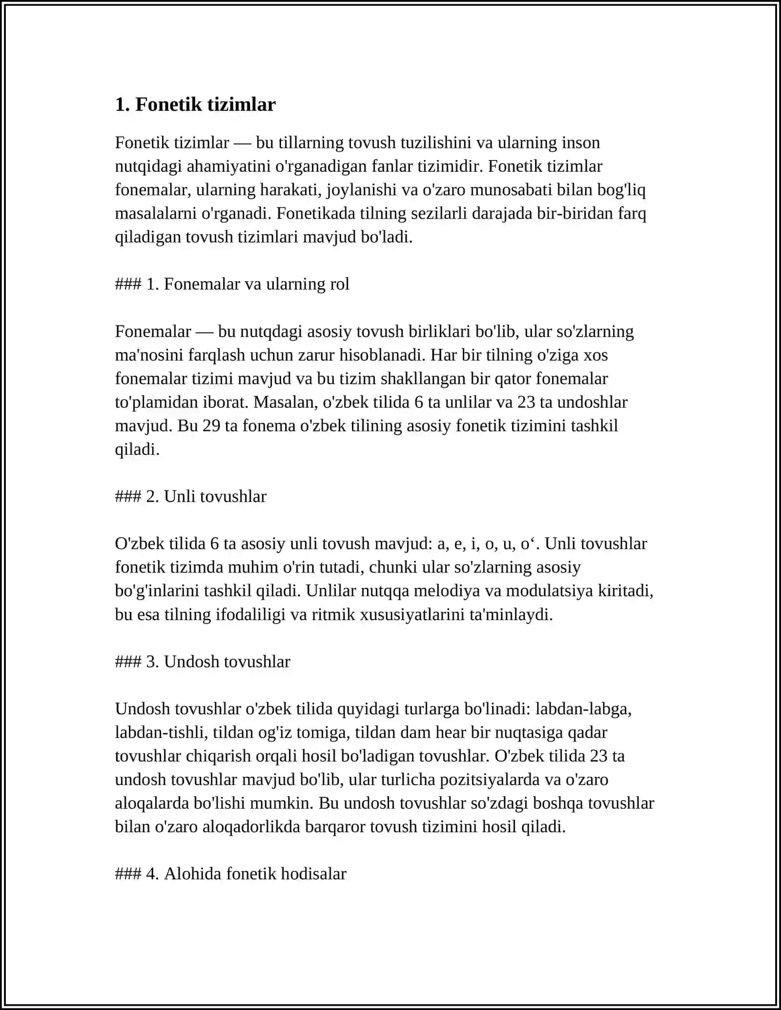 MUSTAQIL ISH Mavzu: FONETIKA 3