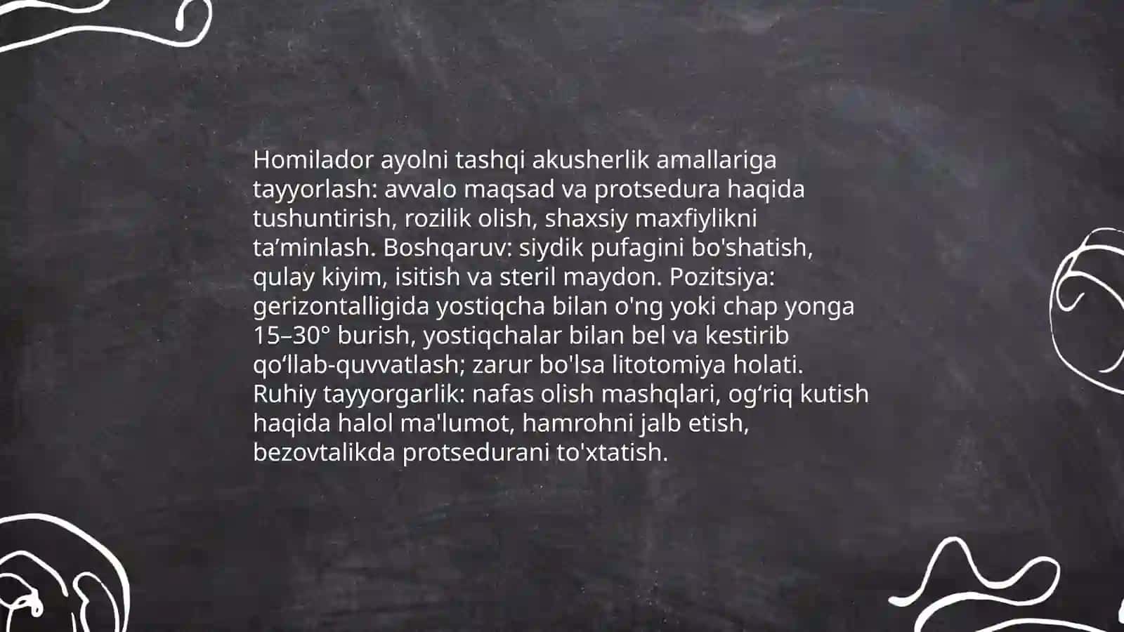 Homladorlik davrida hamshiralik parvarishi Tashqi akusherlik amallarni otkazish homlador ayol asboblar 3
