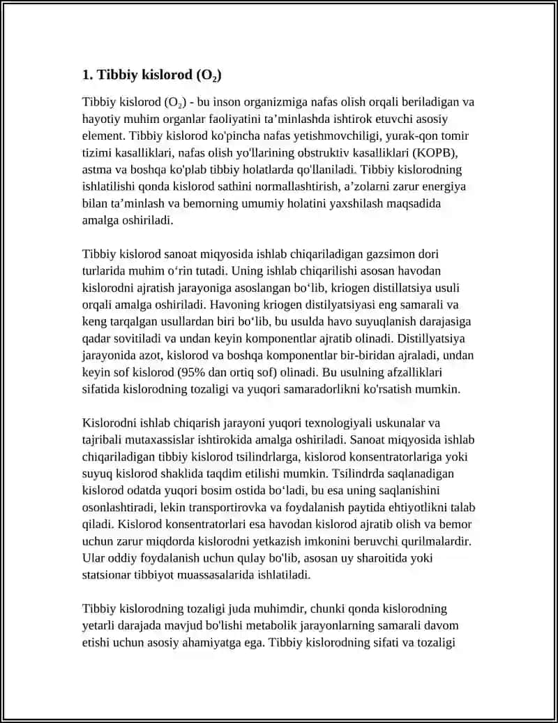 Tibbiy kislorod (O₂) 3