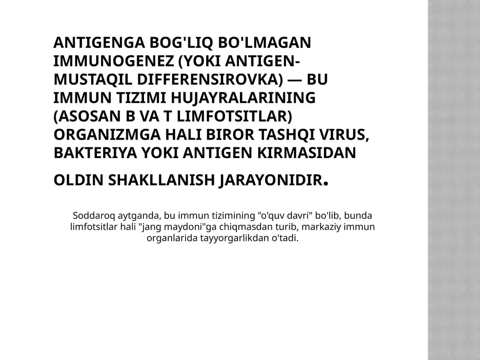 Timusdagi T-limfotsitlarning yetilish jarayoni (antigenga bog‘liqbo‘lmagan immunogenez) 3