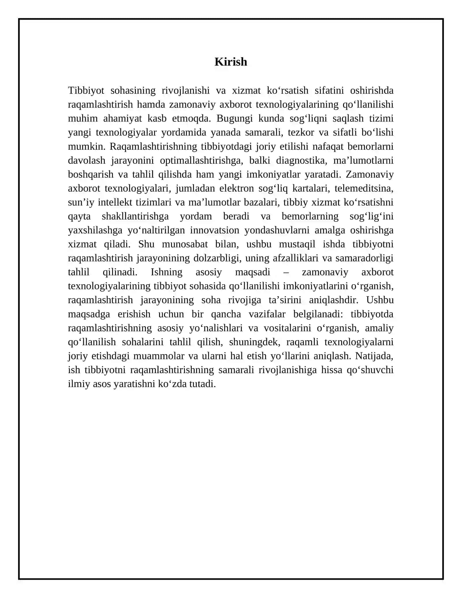 Tibbiyotni raqamlashtirish va zamonaviy axborot texnologiyalarining tibbiyotda qo'llanilishi 3