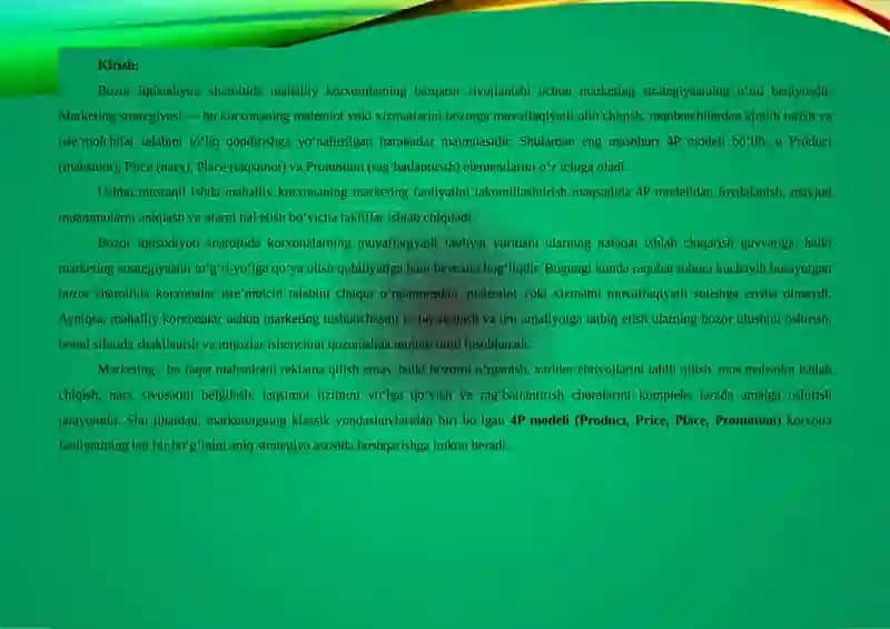 Mahalliy Korxona Uchun 4P Marketing Strategiyasi 3