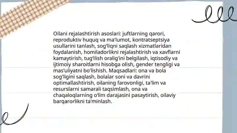 Sogʻlom oilani shakillantirish. Oilani rejalashtirish boʻyicha maslahatlar 3