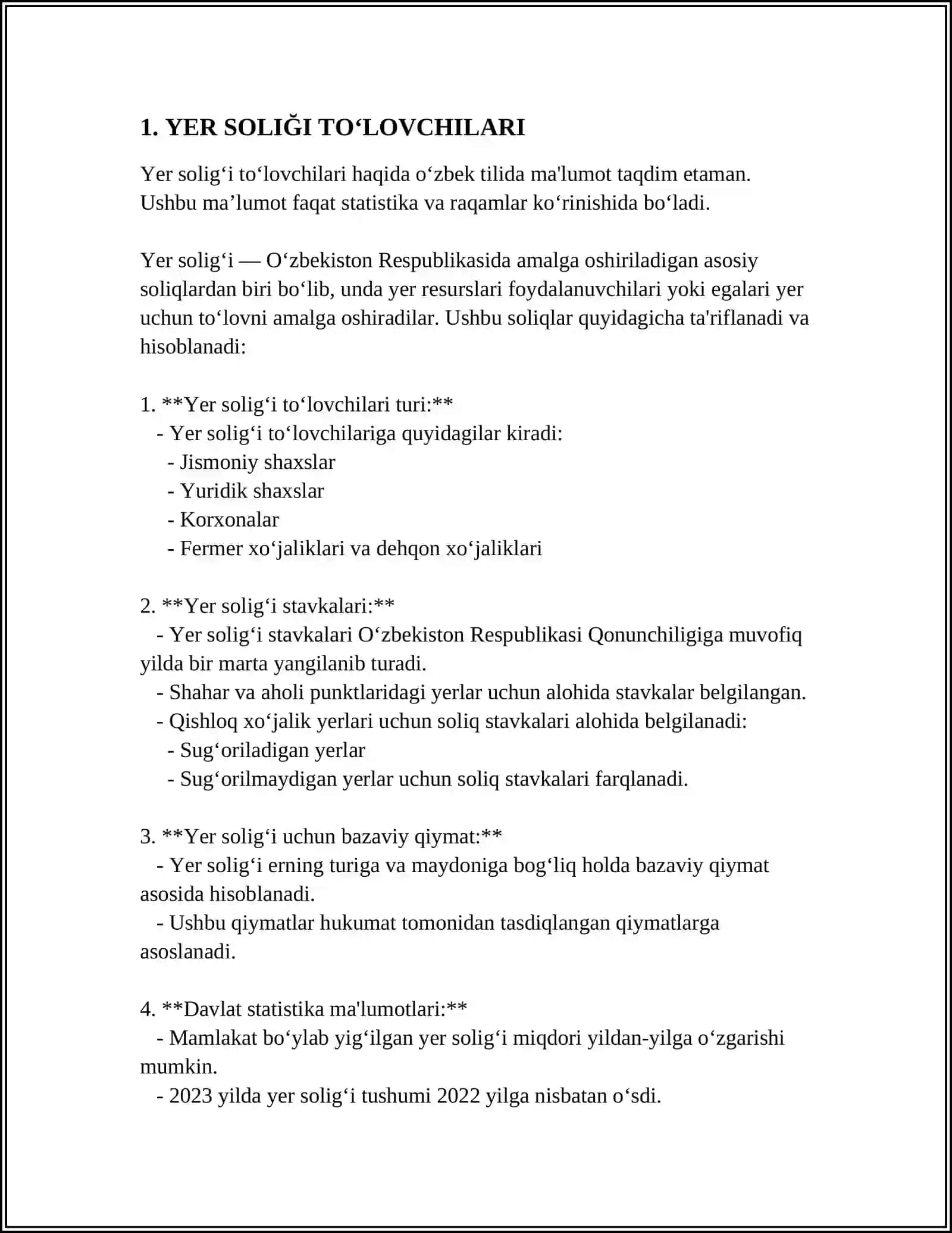 YER QA’RIDAN FOYDALANGANLIK UCHUN SOLIQNING TOʻLOVCHILAR TARKIBI 3
