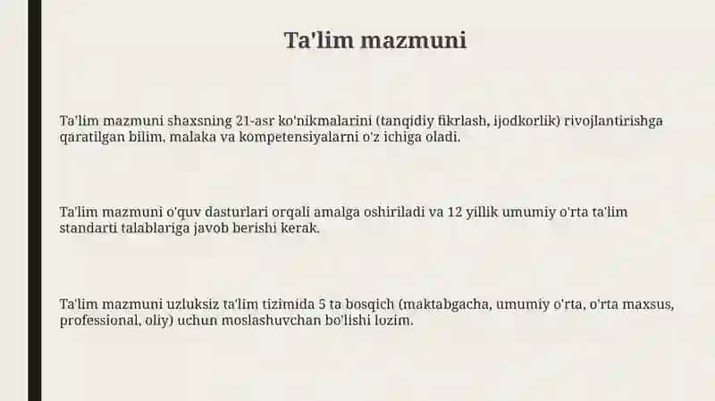 Ta'lim mazmuni 3