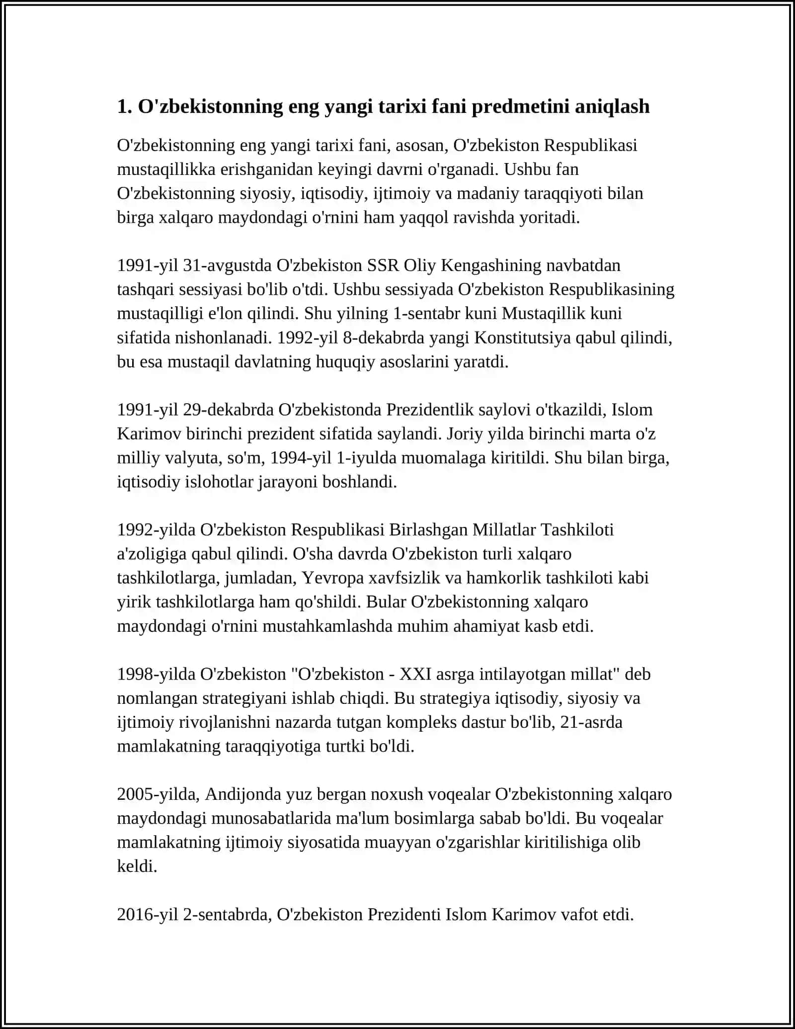 "O'ZBEKISTONNING ENG YANGI TARIXI" O'QUV FANLARINING PREDMETI,MAQSADI VA VAZIFALARI NAZARIY-METODOLOGIK TAMOYILLARI 3