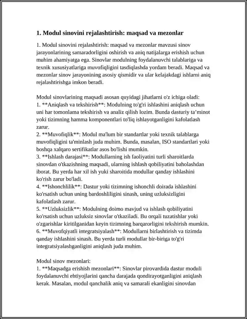 MODULNI SINOVDAN O‘TKAZISH: LABORATORIYA VA VIRTUAL TEST METODLARI 3