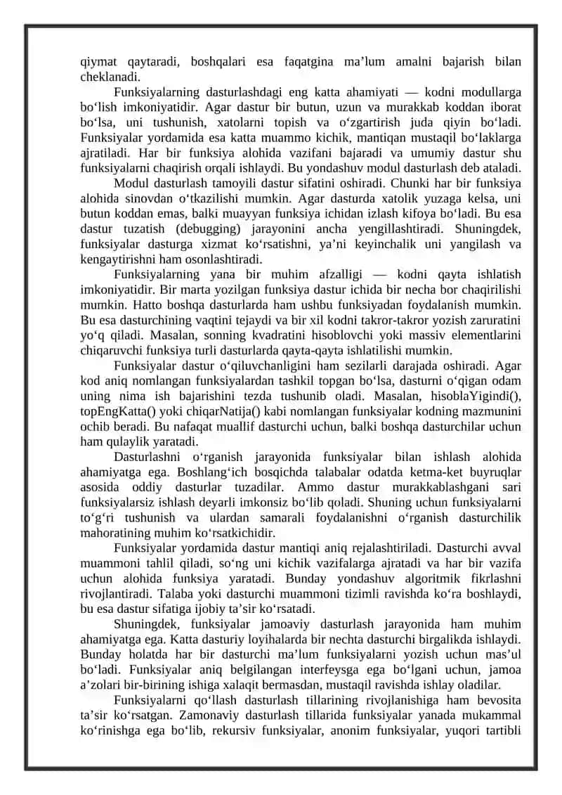 FUNKSIYALAR BILAN ISHLASH 3