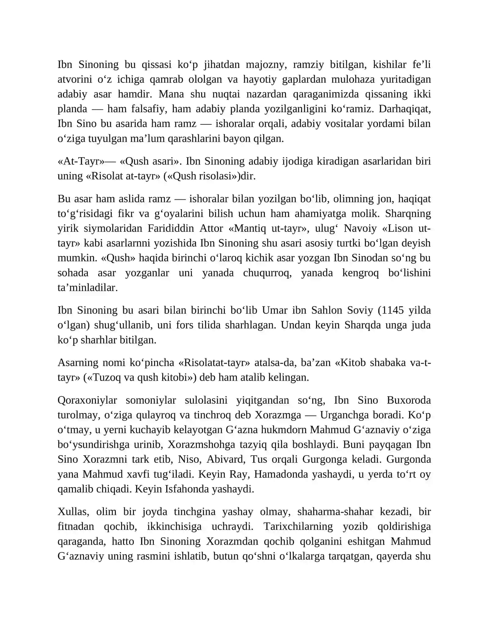 Ibn Sinoning adabiy faoliyatiga doir asarlar annotatsiyasini tuzish 3