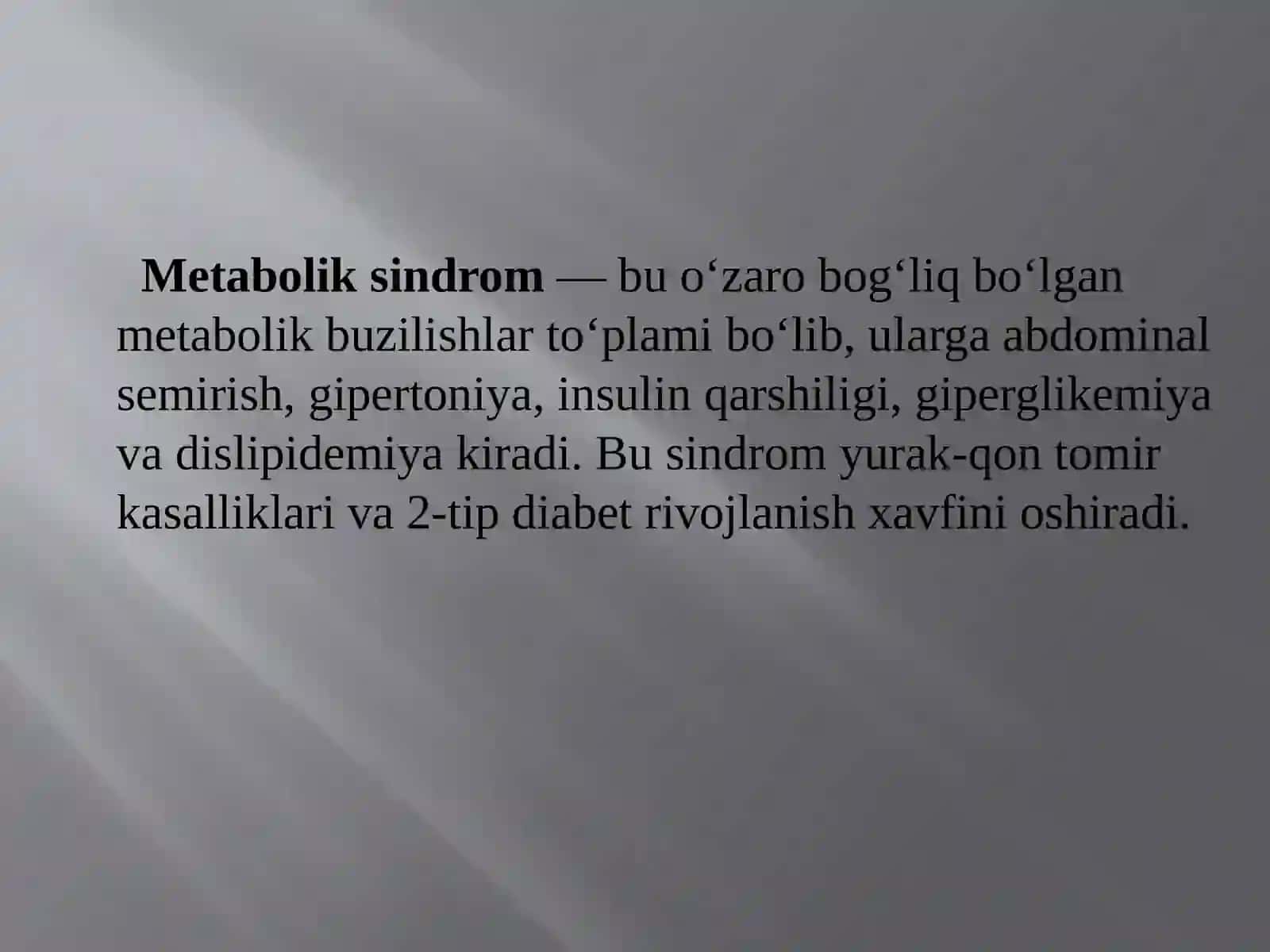 Metabolik sindrom kelib chiqishining biokimyoviy asoslari va asoratlari 3