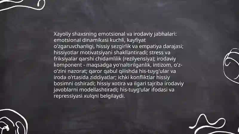 Xayol shaxsning emotsional iroda viy jabhalari Xissiyot 3