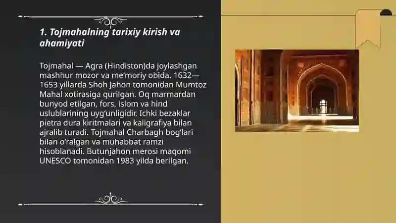 Tojmahal haqida maʼlumot yozish kerak 3