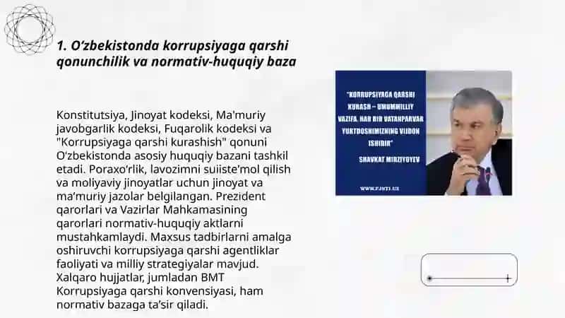 Oʻzbekistonda korrupsiyaga qarshi kurashishda 3