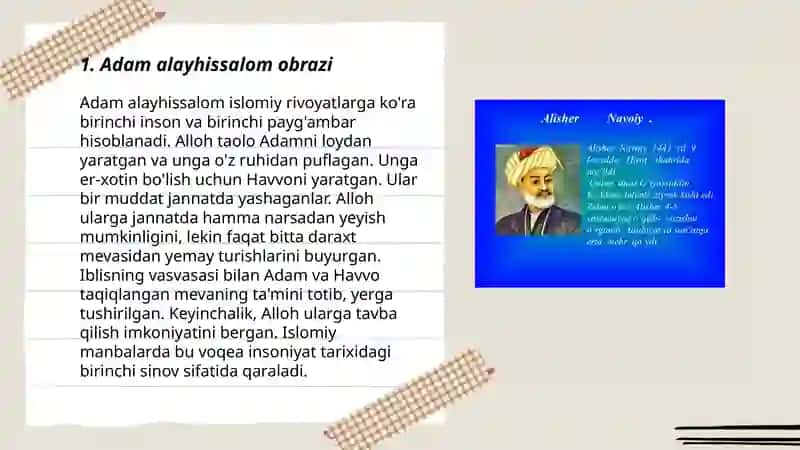 Alisher Navoiyning tarixi anbiyo va hukamo asarida paygʻambarlar obrazi 3