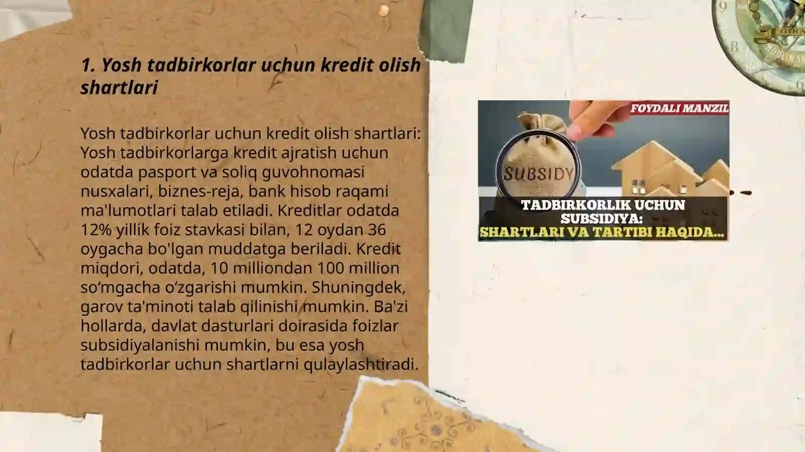 Yosh tadbirkorlarga kredit imtiyozlari 3