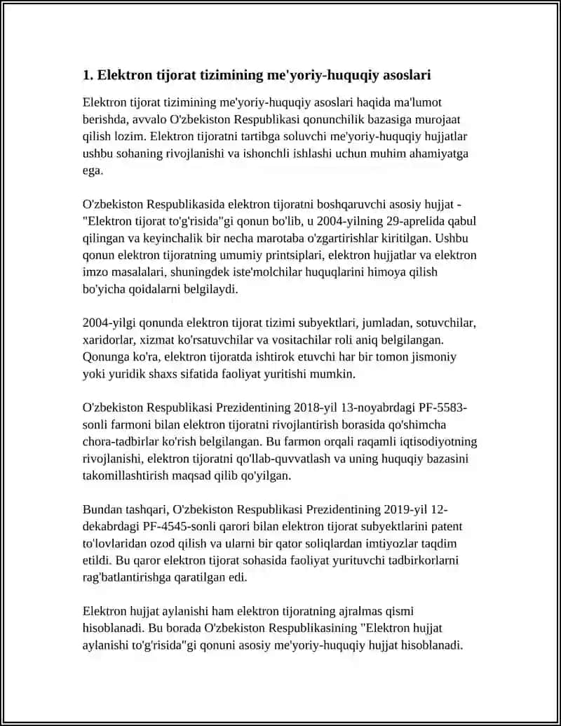 Elektron tijorat tizimining me'yoriy-huquqiy asoslari 3
