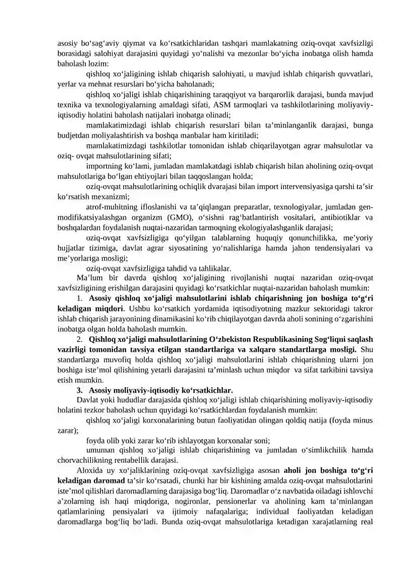 Mamlakat oziq-ovqat xavfsizligi strategiyasini baholashga ilmiy va uslubiy yondashuvlar 3