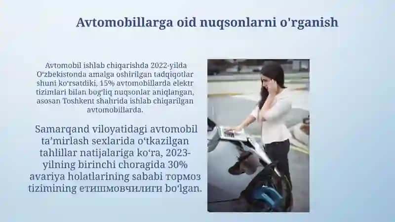 Avtomabillardagi nuqsonlar va ularning sodir bo'lish sabablarini o'rganish 3