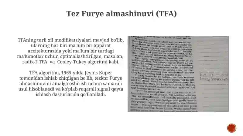 Tez Furye almashinuvi (TFA) 3
