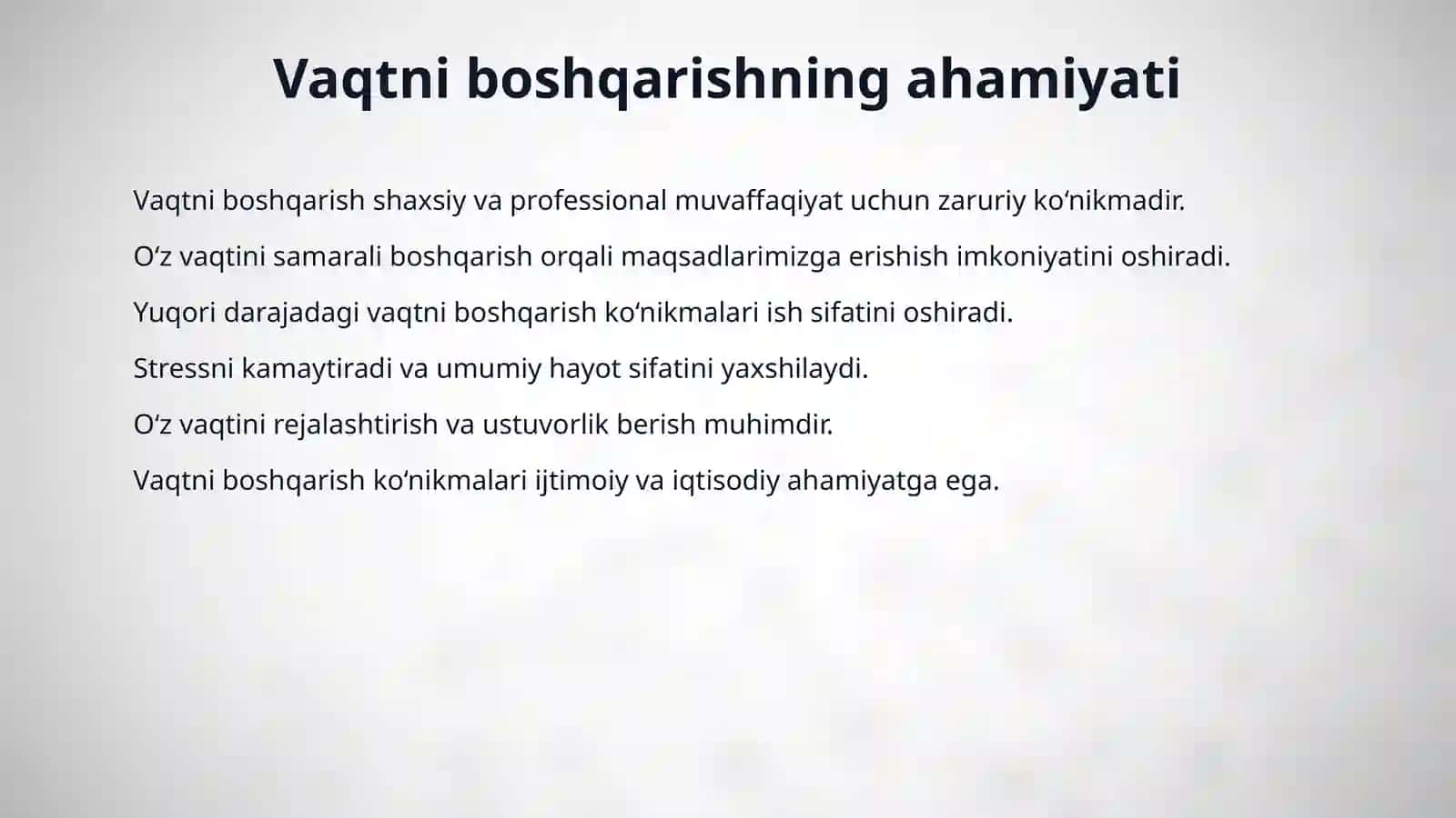 Vaqtni boshqarish (time management) ko‘nikmasi va rivojlantirish yo‘llari. 3