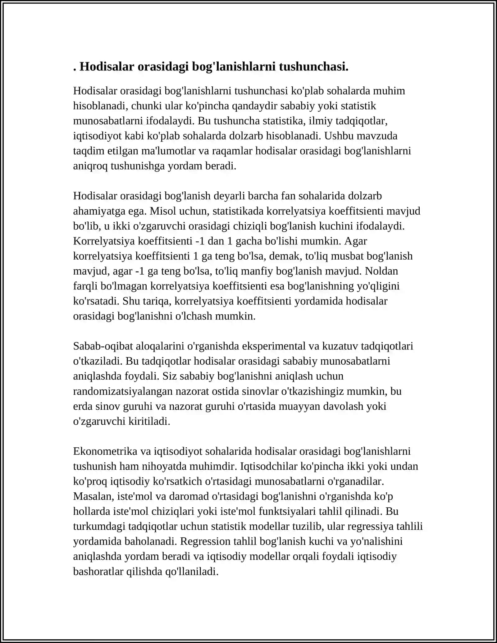 Hodisalar orasidagi bog'lanishlarni tushunchasi 3