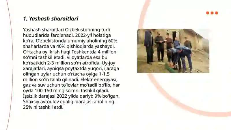 O'zbekistonda aholining turmush darajasi holati va yashash darajasi 3