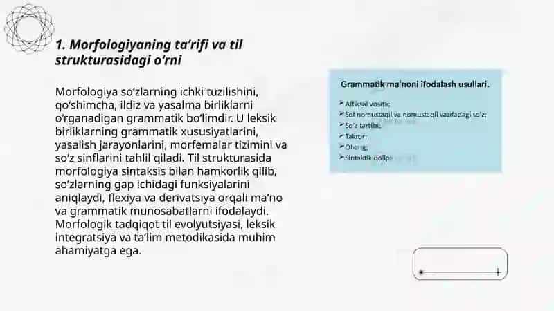 Grammatika til strukturasini oʻrganuvchi soha sifatida morfologiya va sintaksis 3