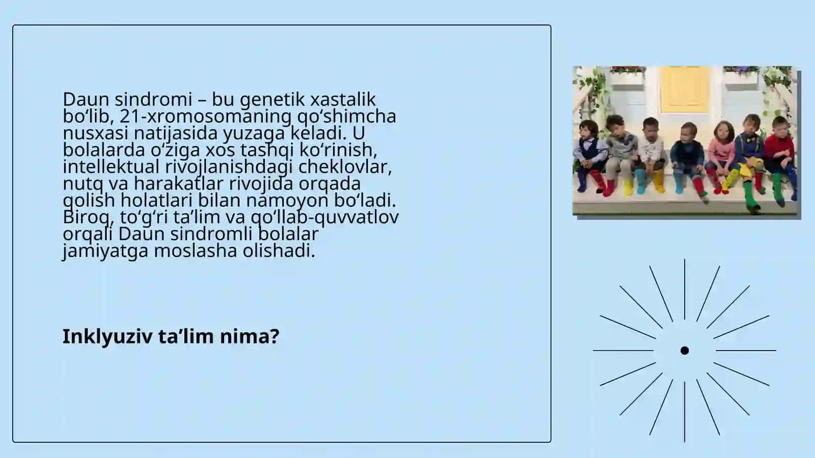 7 yoshgacha boʻlgan daun sindromli bolalarning inklyuziv taʼlimi 3