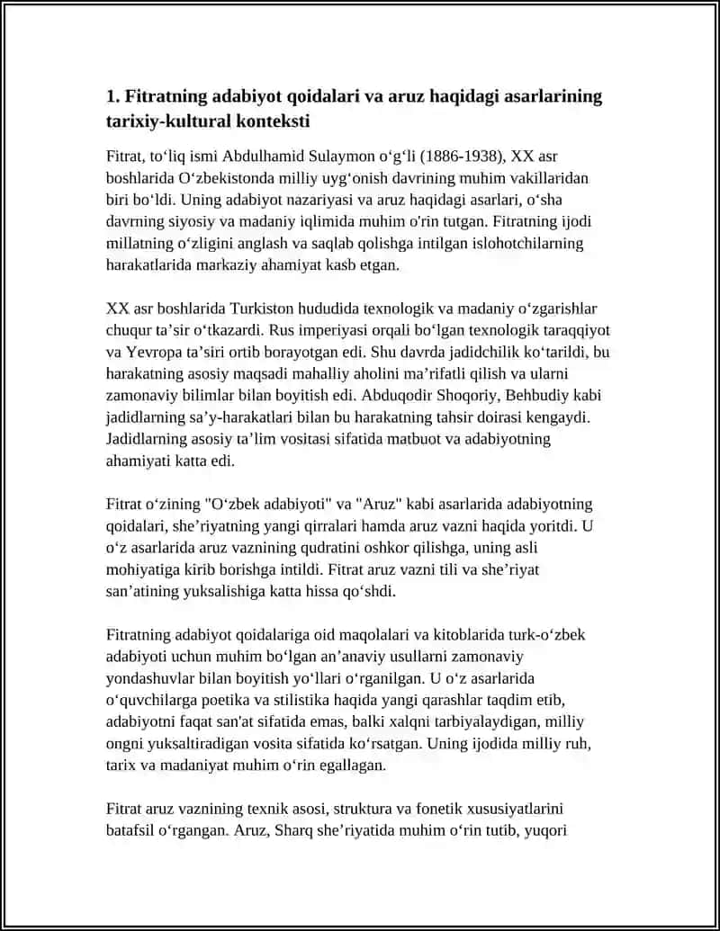FITRATNING ADABIYOT QOIDALARI ARUZ HAQIDA ASARLARNI OʻRGANISH 3