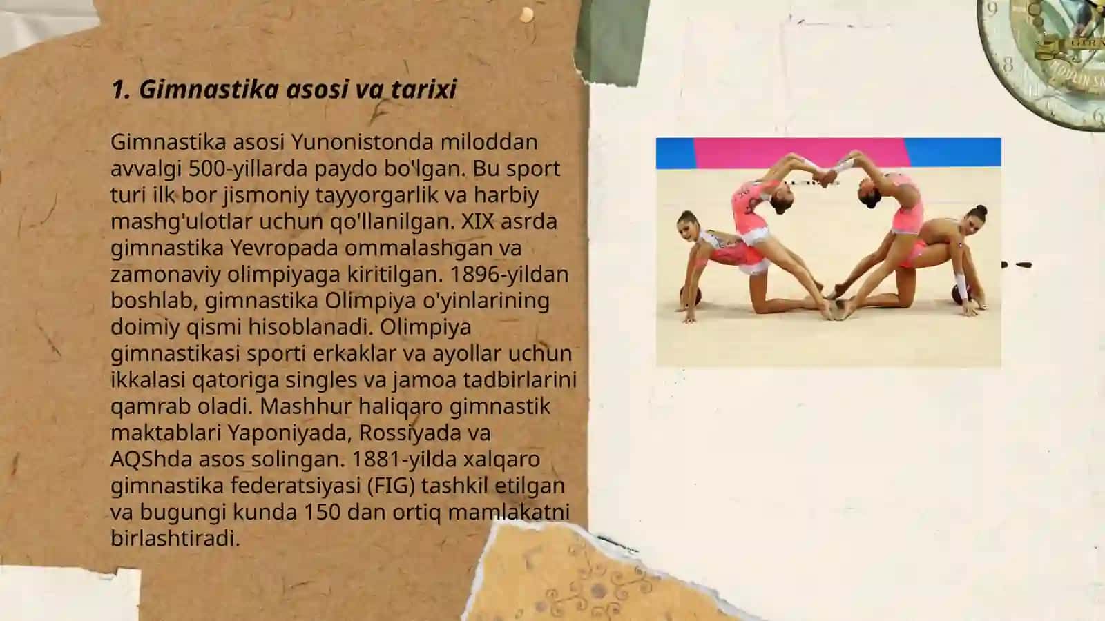 Gimnastika:sodda akrobatik mashqlar. Gimnastika jihozlarida mashqlar o'rgatish 3