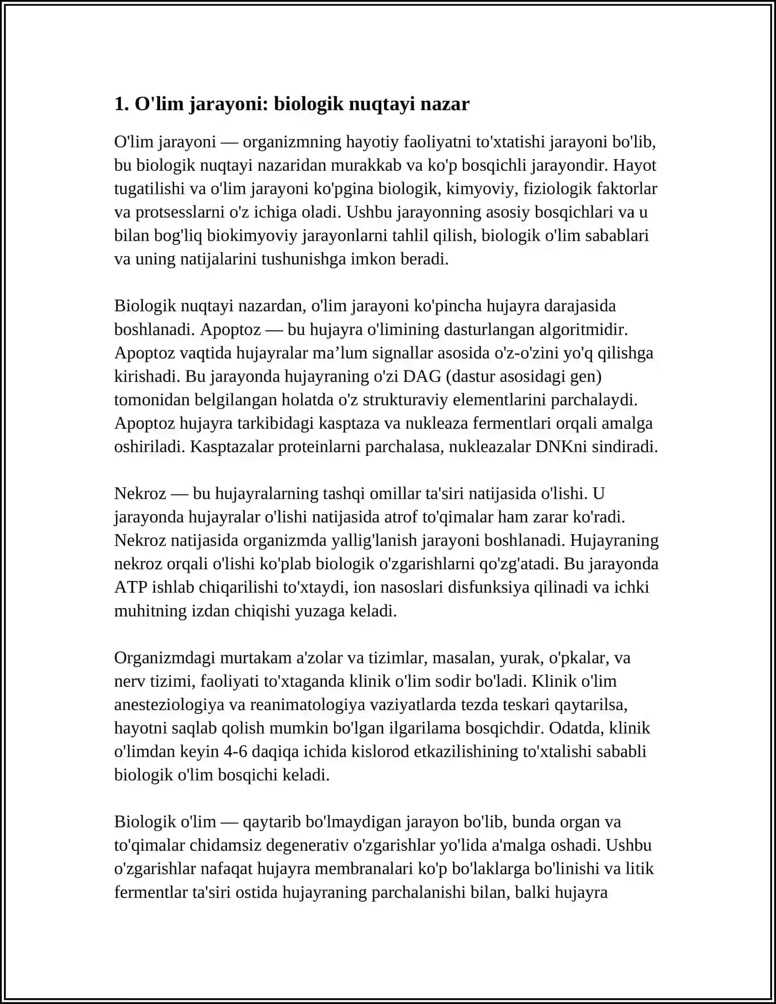 Òlim va Òlish Jarayoni, Inson Hayotining Oxiri. Tanatalogiya 3